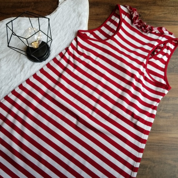 New Directions Striped Ruffle Tank Dress Medium - Picture 3 of 5